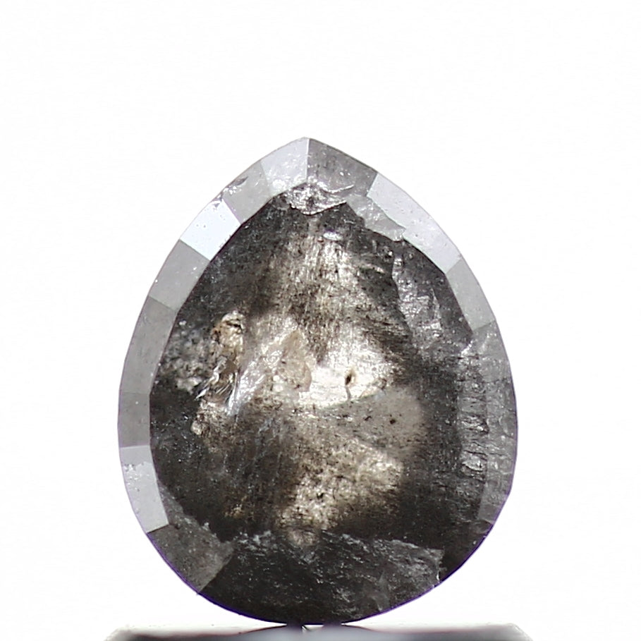 0.87 Carat Rose Cut Fancy Gray Pear Natural Diamond For Ring 6.63 MM