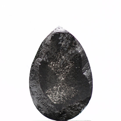 1.43 Carat Natural Fancy Rose Cut Pear Gray Black Diamond SDM964