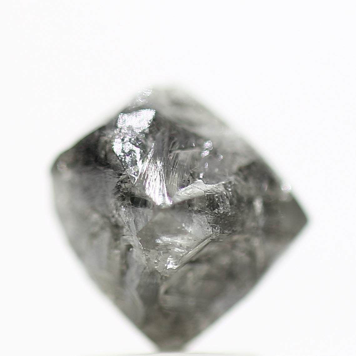 2.90 Carat Rough Diamonds Octahedron Raw Gray Diamonds 7 MM - Blackdiamond