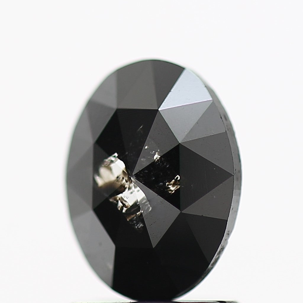 0.82 Carat Oval Rose Cut Black Diamond For Engagement Ring 7.9 MM