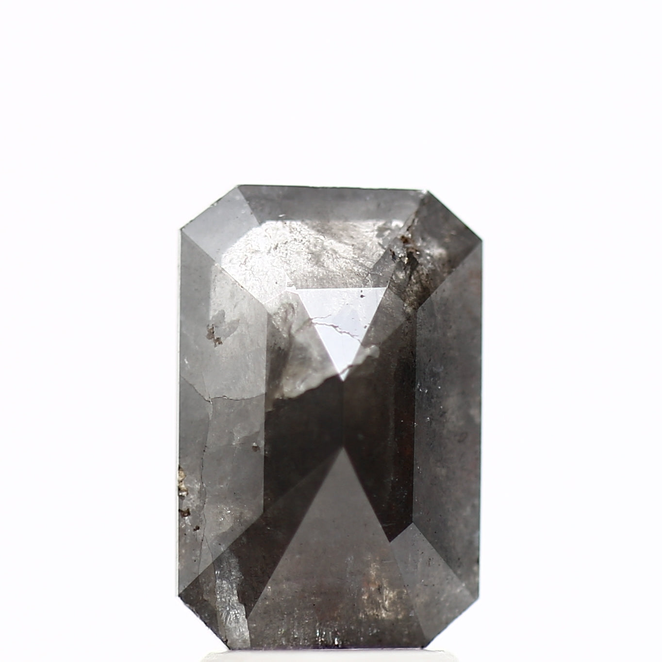 2.15 Carat 10.60 MM Fancy Gray Emerald Cut Salt and Pepper Diamond - Blackdiamond