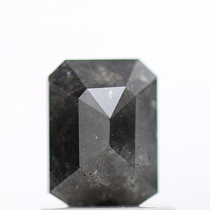 0.83 Carat 6.11 MM Natural Gray Emerald Shape Salt and Pepper Diamond - Blackdiamond