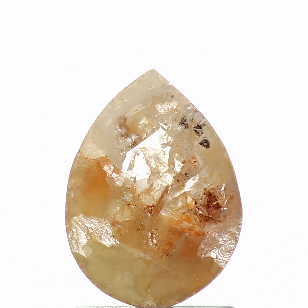 0.72 Carat Pear Orange Rustic Rose Cut Natural Diamond SDM1038