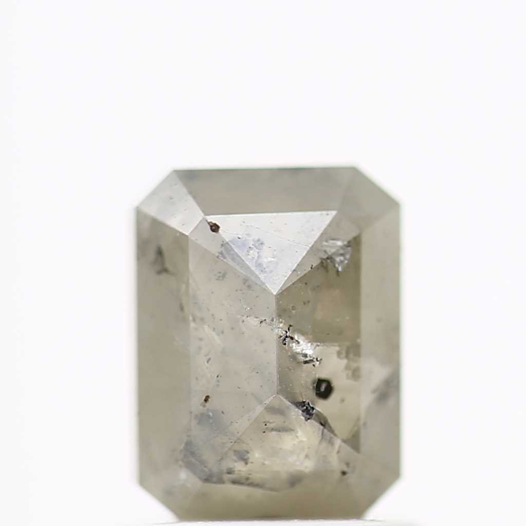 1.27 Carat 6.54 MM Natural Rustic Gray Emerald Shape Loose Diamond - Blackdiamond