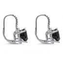 5.50ct Black Round Diamond Dangle Hoop Earrings Solid White Gold