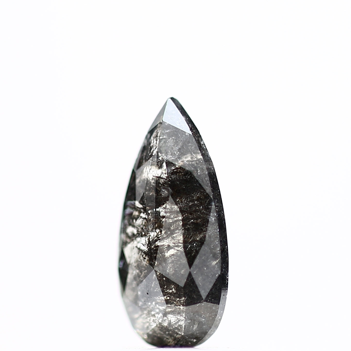 0.74 Carat Natural Gray Diamond Salt and Pepper Pear Diamond 9.20 MM