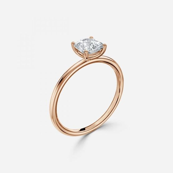 Bdaya Cushion Solitaire Engagement Ring 14K / 18K Solid Gold