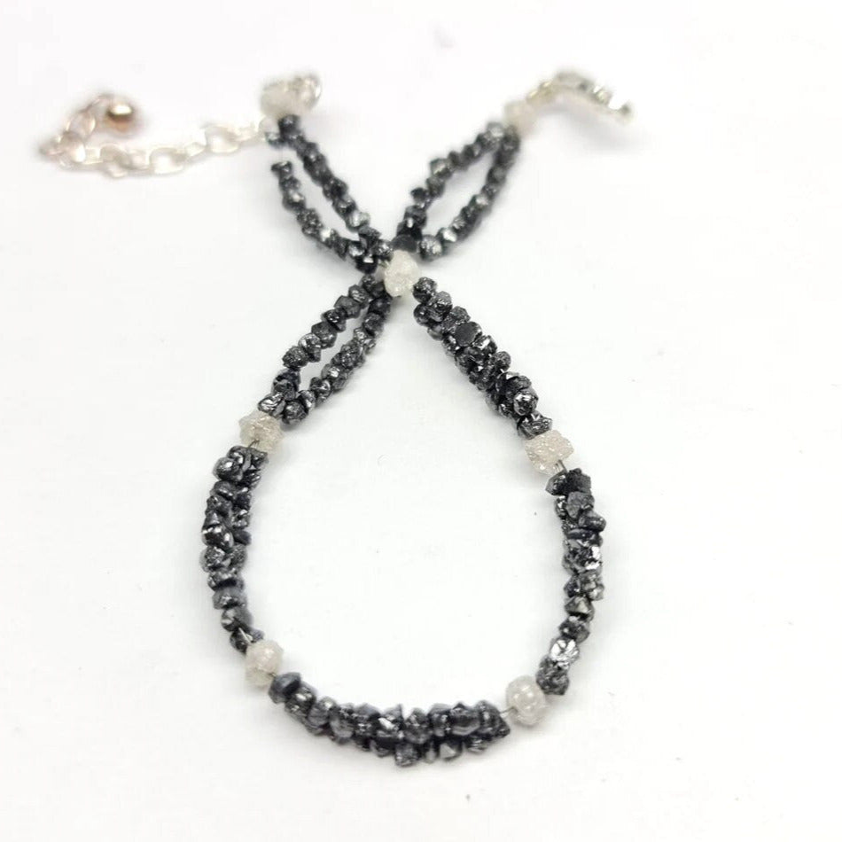 rough diamond beads brecelet black