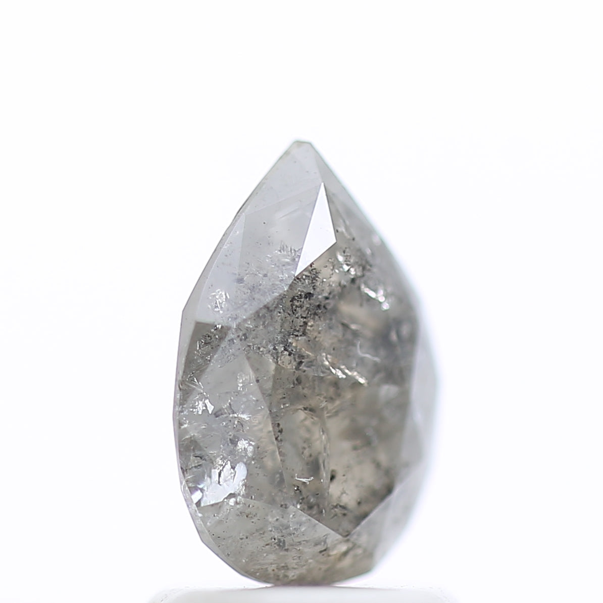 1.24 Carat Gray Pear Salt and Pepper Natural Diamond 8.48 MM