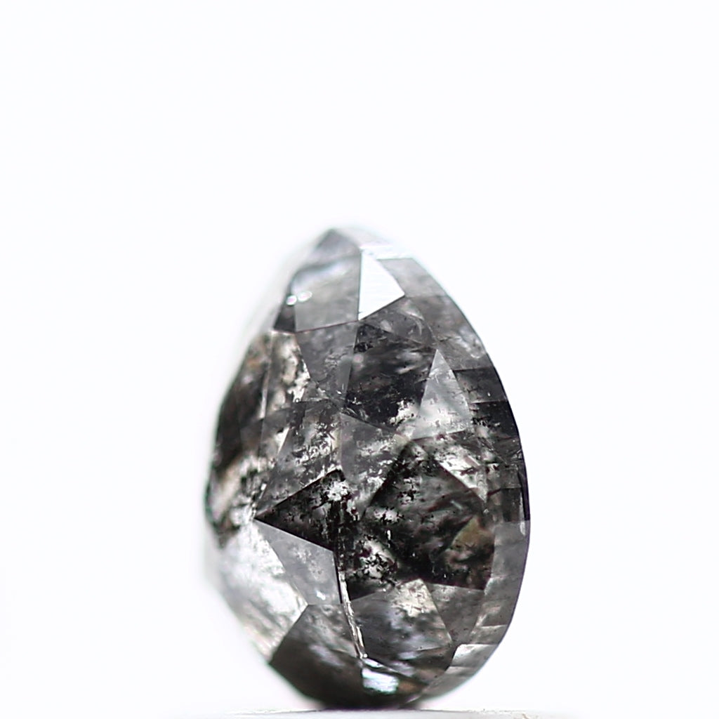 0.86 Carat Natural Gray Diamond Salt and Pepper Pear Diamond 6.52 MM