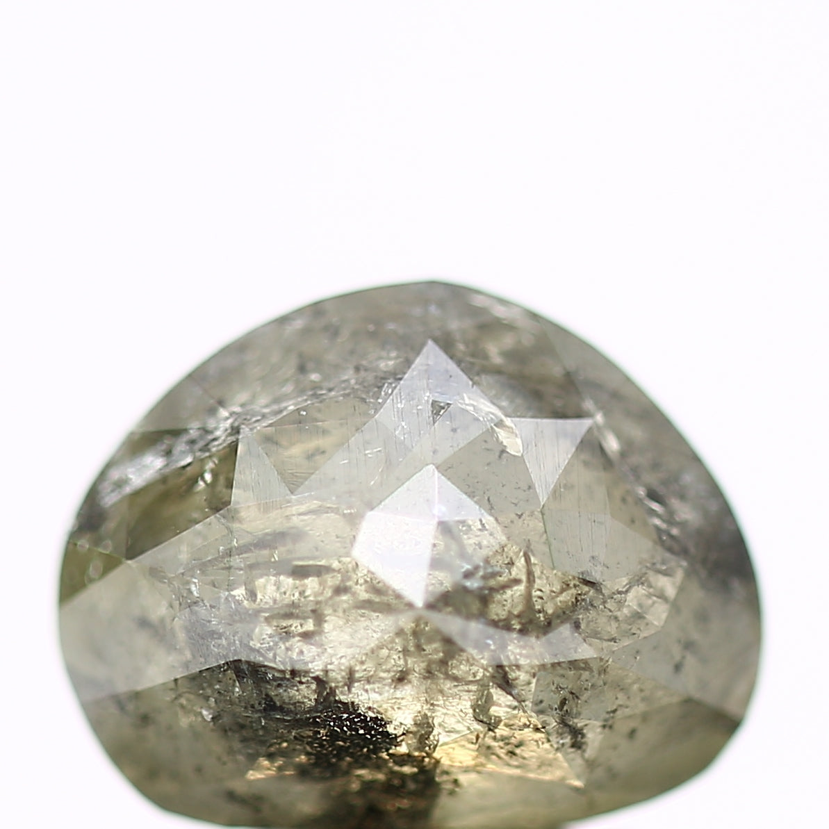 2.56 Carat Natural Green Gray Salt and Pepper Pear Diamond sd02