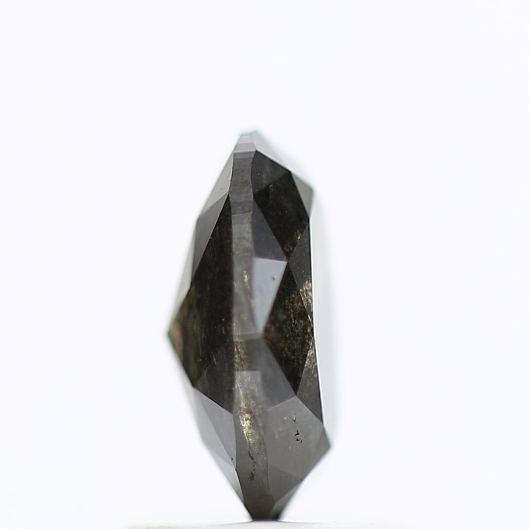 1.11 Carat Black Oval Rose Cut Diamond Salt & Pepper Diamond 7.71 MM