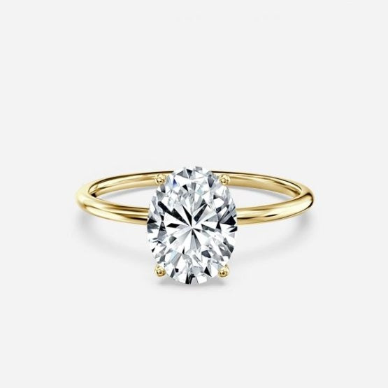 Bdaya Oval Solitaire Engagement Ring 14K / 18K Solid Gold