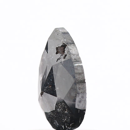 0.92 Carat Natural Pear Rose Cut Black Salt and Pepper Diamond SDM165