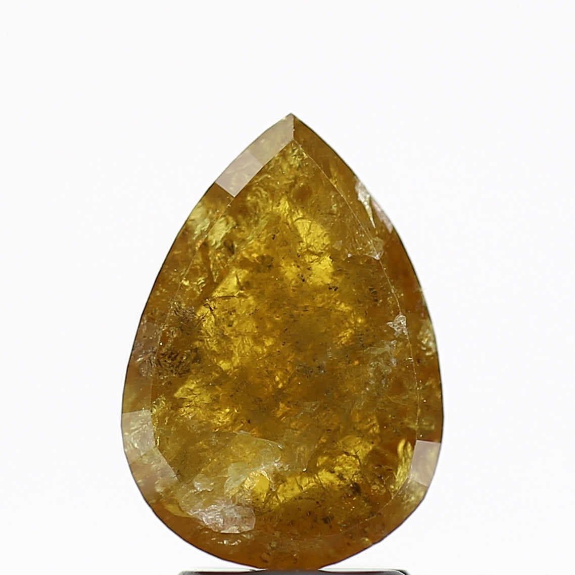 2.74 Carat Natural Yellow Pear Salt and Pepper Diamond 11 MM
