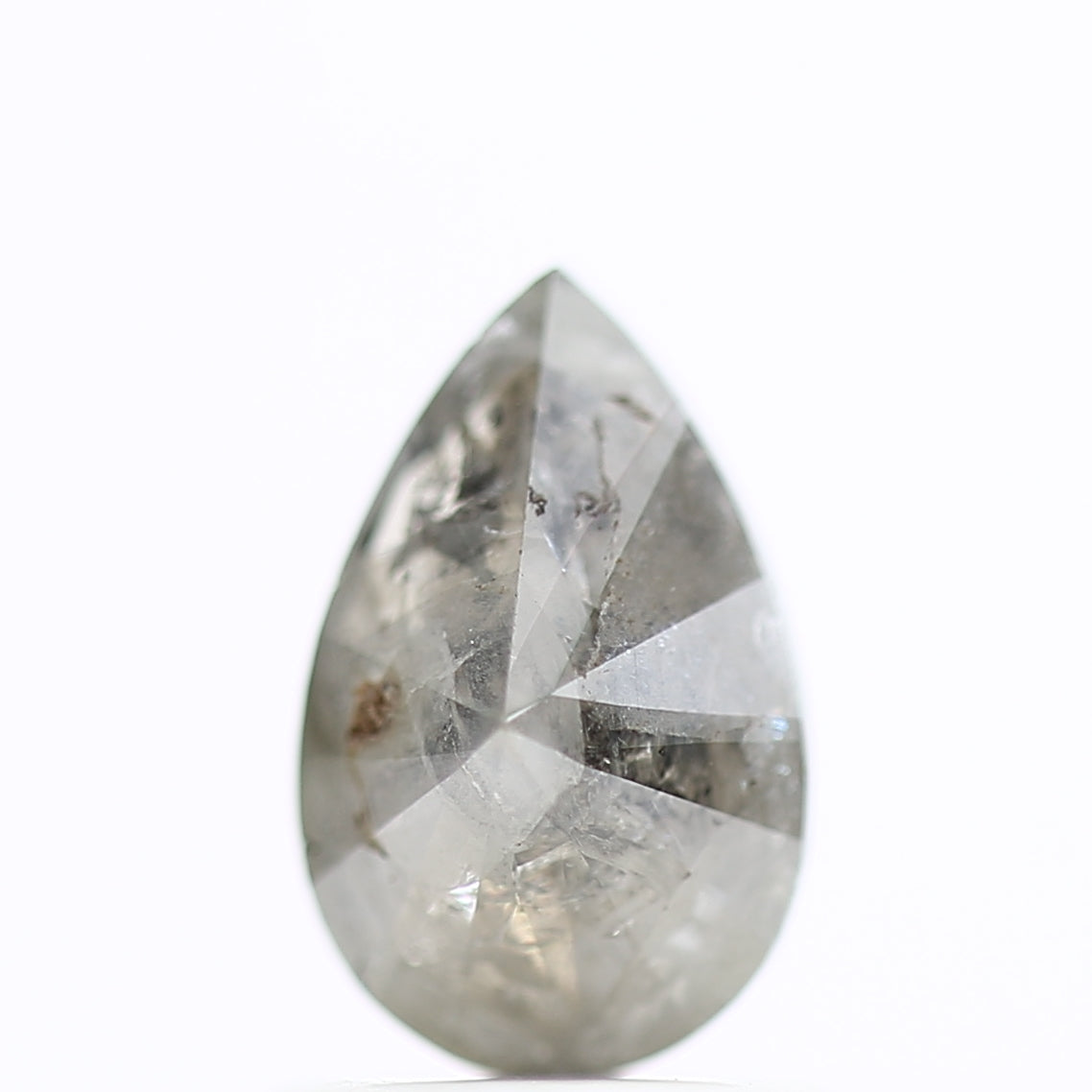 1 Carat Pear Rosecut Salt and Pepper Diamond 8 MM