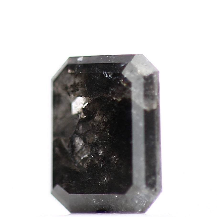 0.81 Carat 6.42 MM Natural Fancy Black Emerald Salt and Pepper Diamond - Blackdiamond