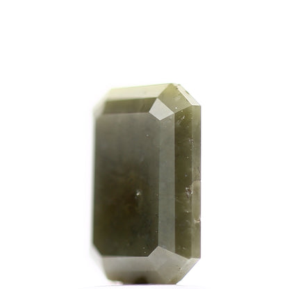 1.66 Carat 8 MM Fancy Green Gray Emerald Rustic Natural Loose Diamond - Blackdiamond