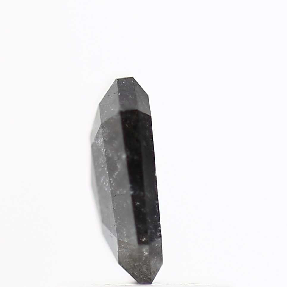 0.78 Carat 6.66 MM Natural Black Emerald Cut Salt and Pepper Diamond - Blackdiamond