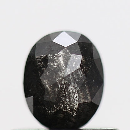 0.54 Carat Fancy Black Oval Salt Pepper Diamond 5.12 MM