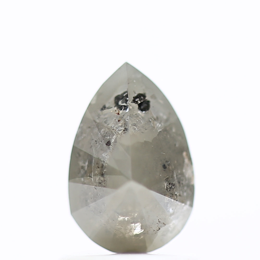 1.02 Carat Celestial Pear Salt and Pepper Natural Diamond 7.68 MM