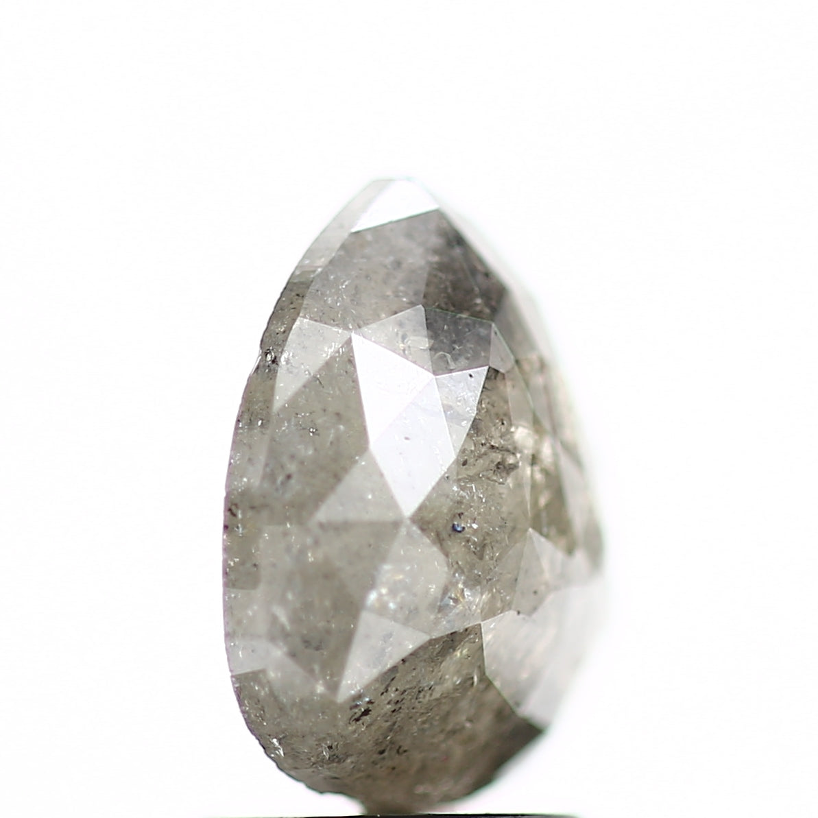 1.54 Carat Natural Pear Rose Cut Gray Salt and Pepper Diamond sd25