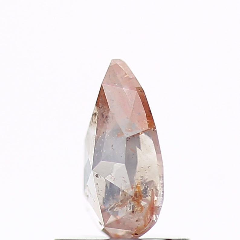0.56 Carat Natural Peach Orange Pear Salt and Pepper Diamond 7.28 MM