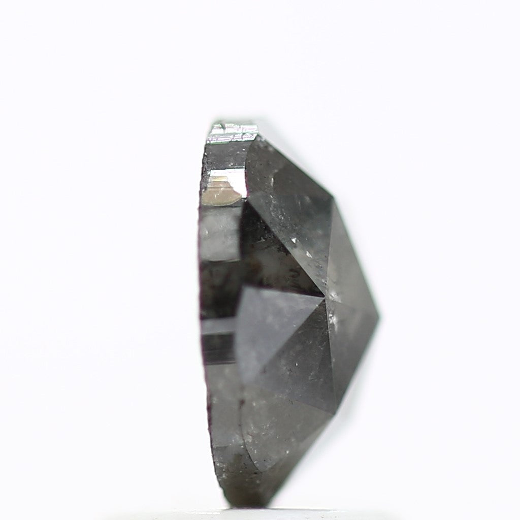 1.37 Carat 7.4 MM Natural Fancy Gray Rose Cut Salt and Pepper Diamond - Blackdiamond