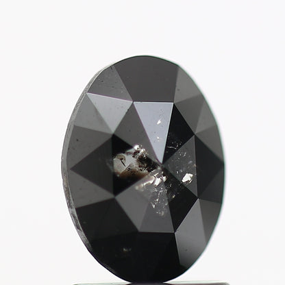 0.82 Carat Oval Rose Cut Black Diamond For Engagement Ring 7.9 MM