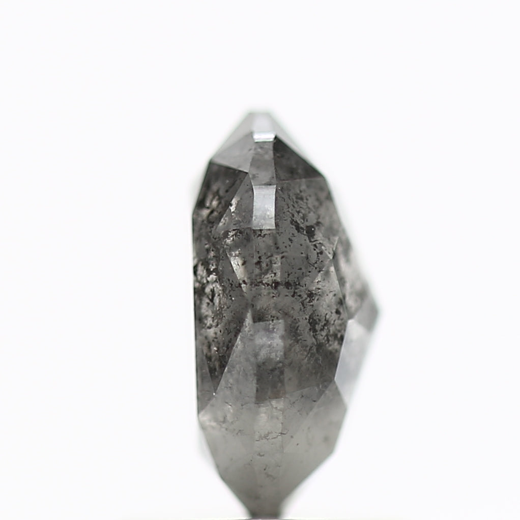 1.31 Carat Natural Salt Pepper Diamond Gray Rose Cut Brilliant Oval 7.72 MM