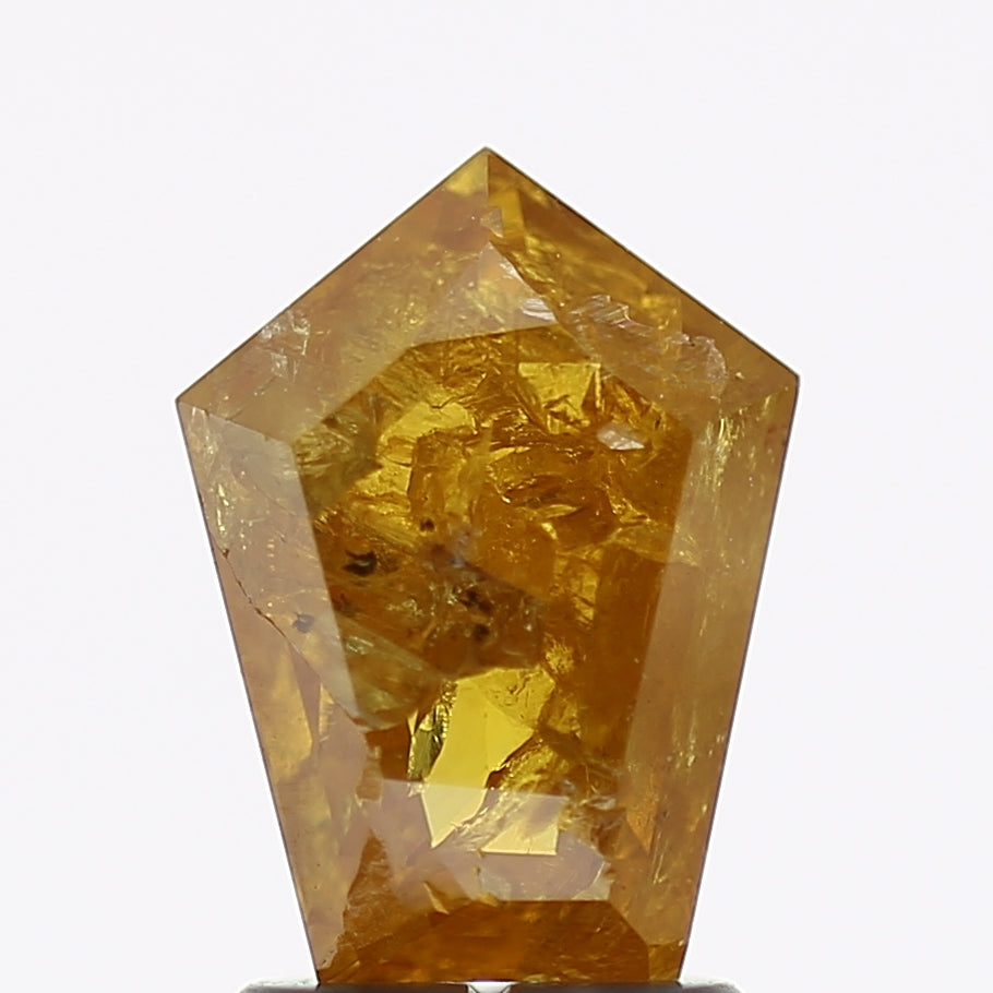 1.70 Carat Natural Fancy Yellow Kite Salt and Pepper Diamond 9.3 MM