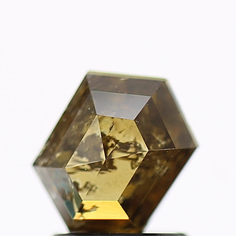 1.12 Carat Fancy Deep Brown Hexagon Salt and Pepper Diamond 7.5 MM