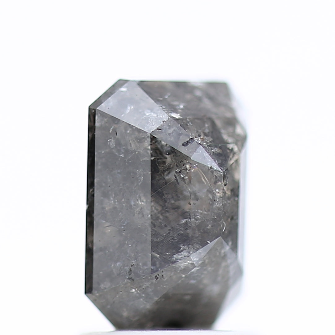 1.75 Carat Natural Galaxy Emerald Cut Salt and Pepper Diamond 7.70 MM