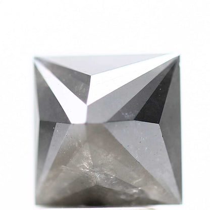 1.96 Carat 7.1 MM Natural Gray Princess Cut Salt and Pepper Diamond - Blackdiamond