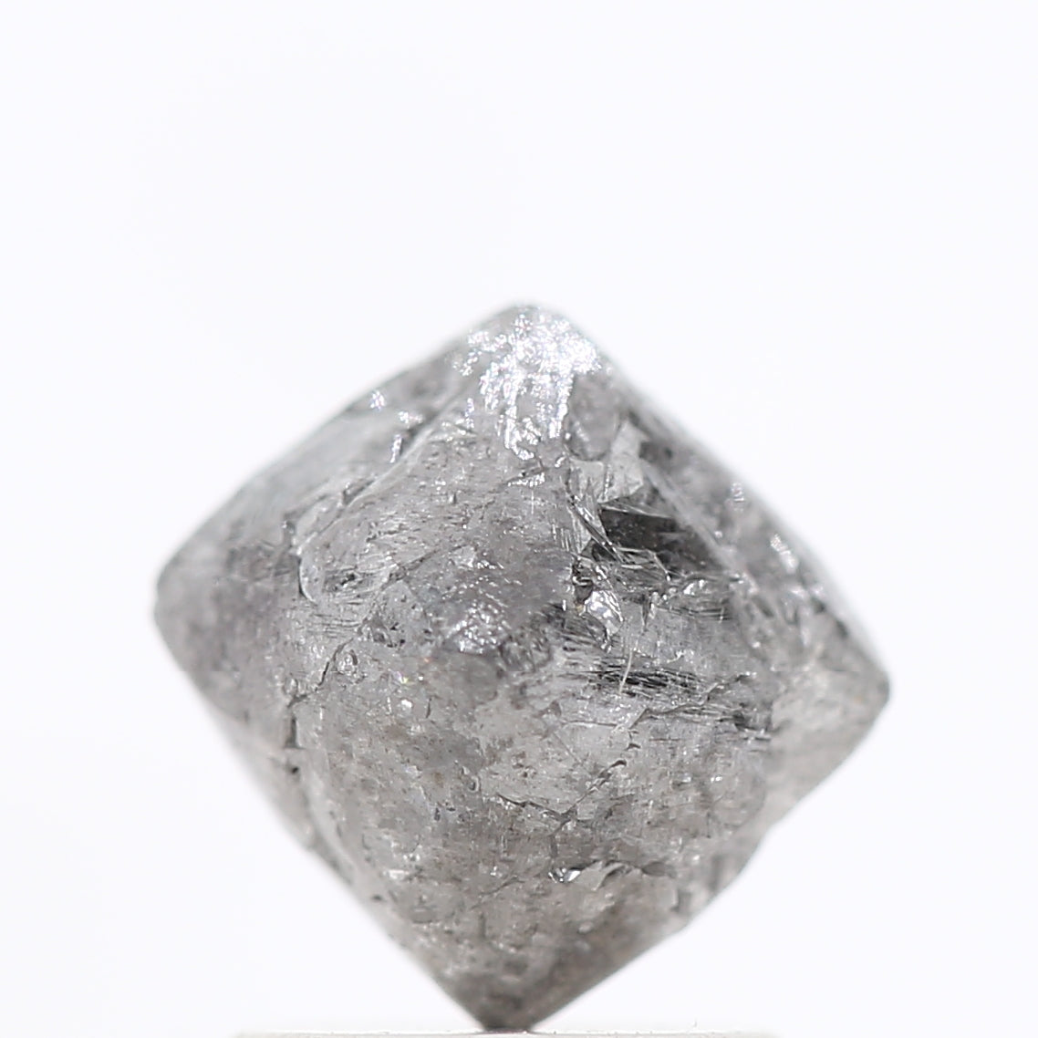 2.21 Carat Fancy Gray Uncut Octahedron Rough Natural Diamond 7.50 MM - Blackdiamond