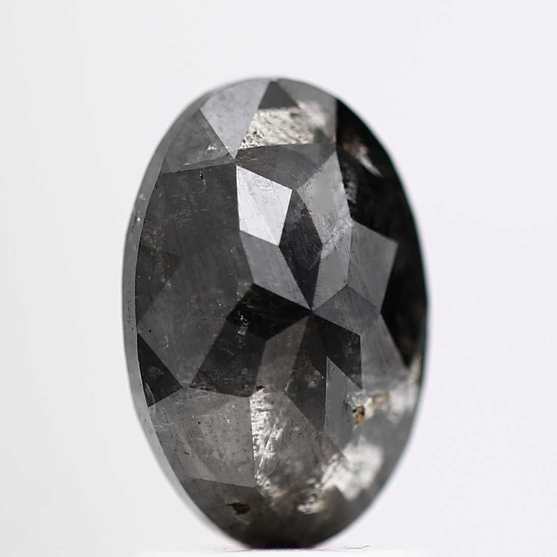 rose cut salt and pepper oval diamond black