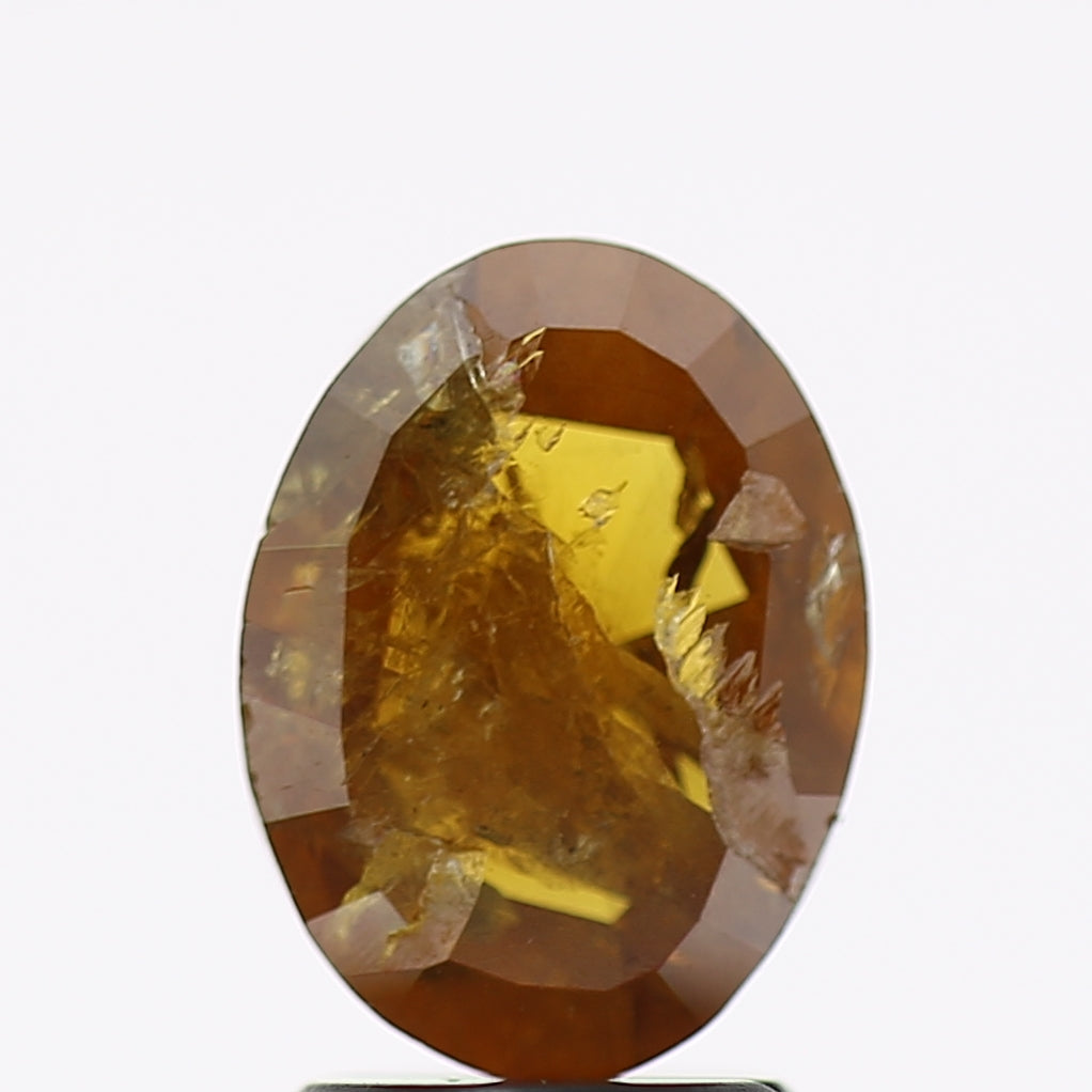 1.88 Carat Natural Yellow Rosecut Oval Salt and Pepper Diamond 9.6 MM