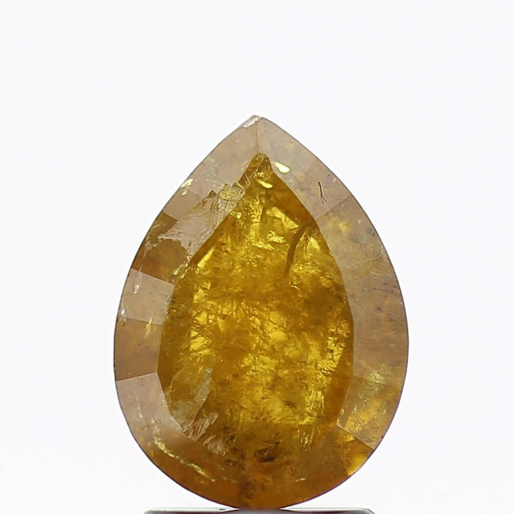 1.91 Carat Pear Salt and Pepper Diamond Fancy Yellow 9.60 MM