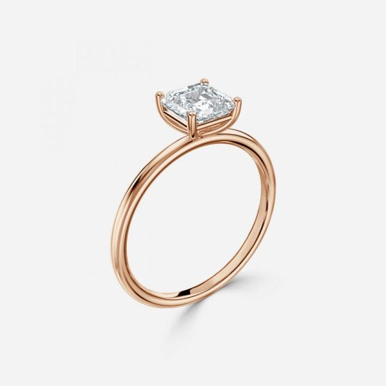 Bdaya Asscher Solitaire Engagement Ring 14K / 18K Solid Gold