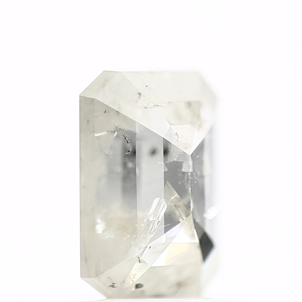 1.34 Carat Natural Emerald Cut White Salt and Pepper Diamond 7.41 MM - Blackdiamond