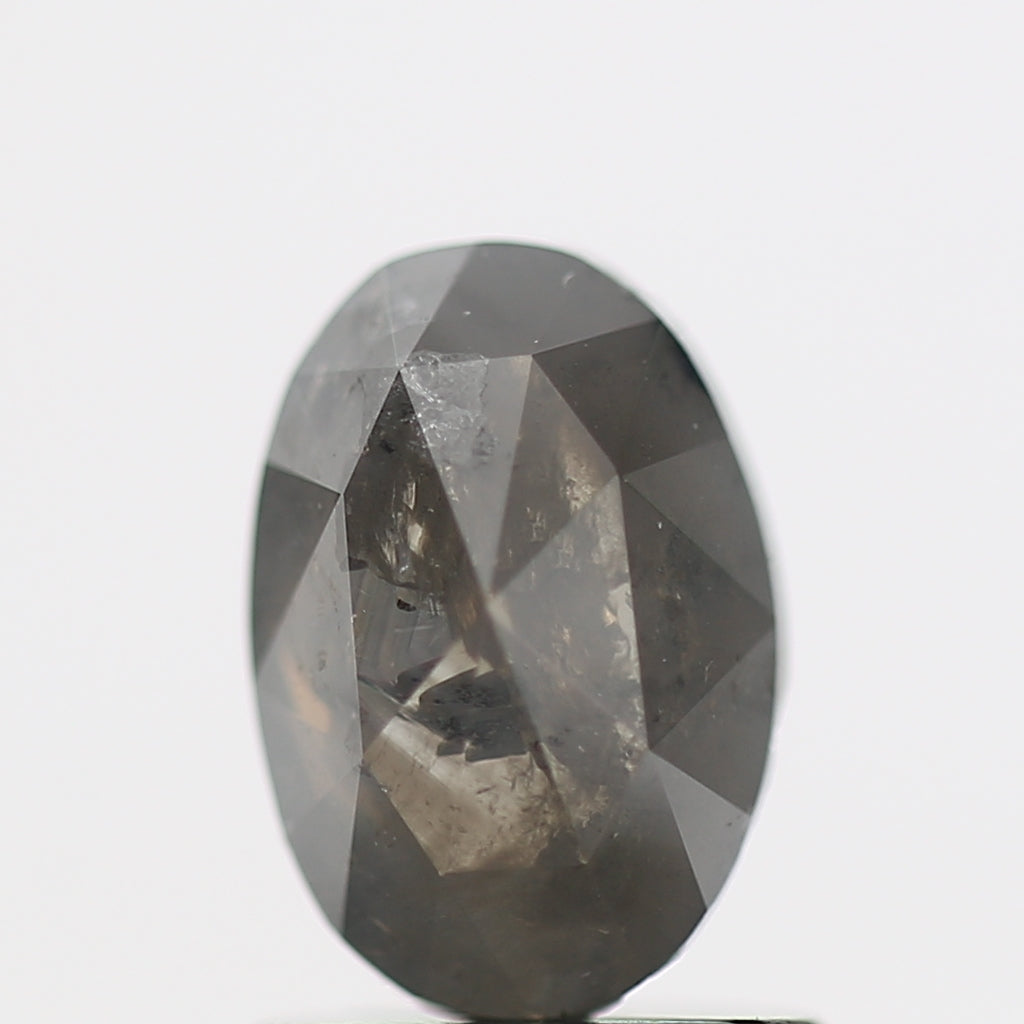 0.98 Carat Gray Oval Rose Cut Natural Loose Diamond 7.60 MM