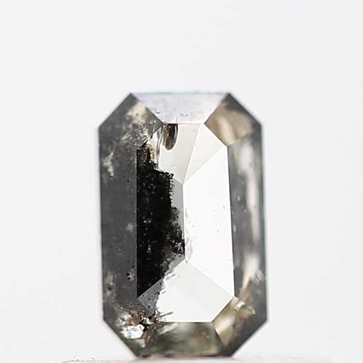 0.41 Carat 5.20 MM Fancy Gray Emerald Cut Salt and Pepper Diamond - Blackdiamond