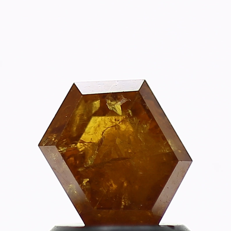 1.21 Carat Natural Orange Yellow Hexagon Salt and Pepper Diamond 6.9 MM