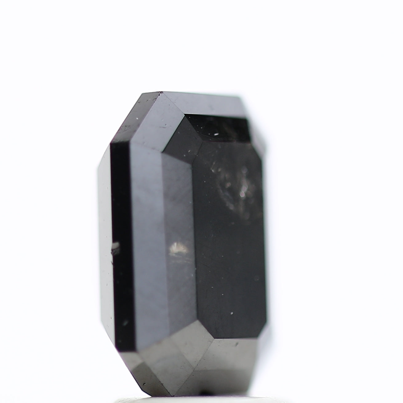 3 Ct Black Emerald Cut Diamond Natural Salt and Pepper Diamond 9.42 MM