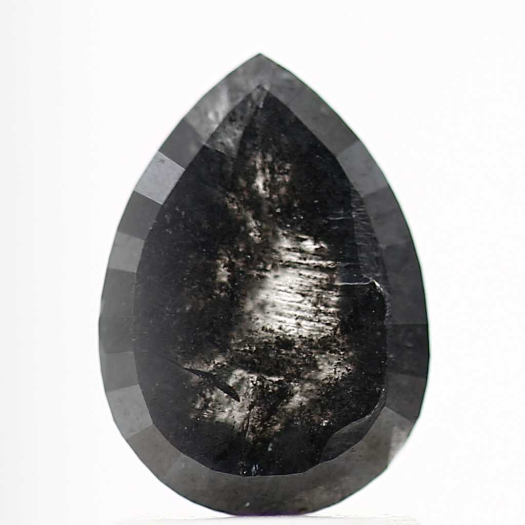 1.68 Carat Fancy Black Diamond Pear Shape For Engagement Ring