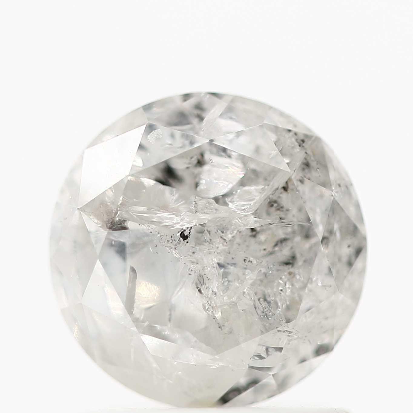 1.23 Carat Fancy Gray White Round Salt and Pepper Loose Diamond 6.5 MM - Blackdiamond