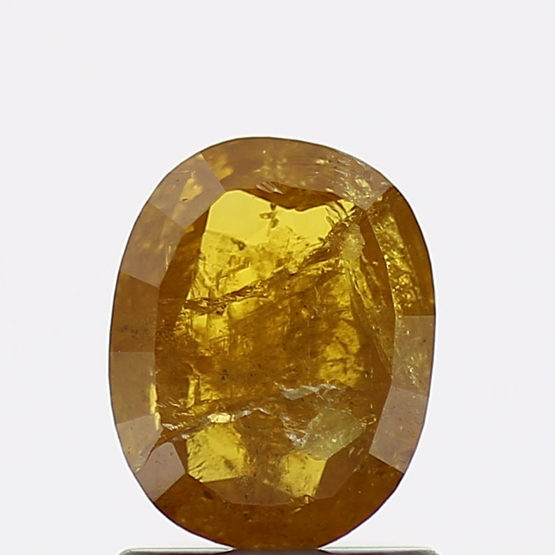 1.09 Carat Natural Fancy Yellow Oval Cut Salt Pepper Diamond 7.2 MM