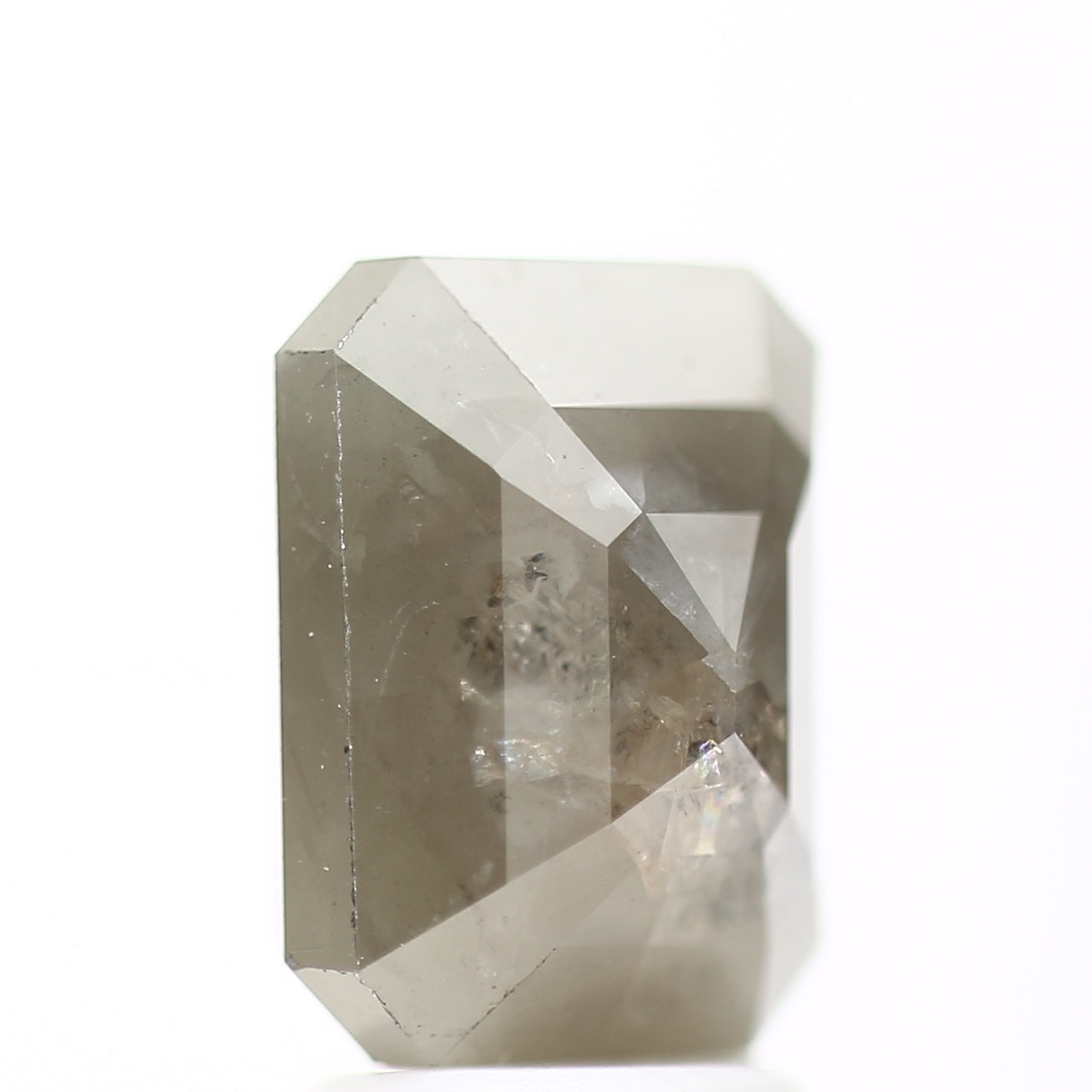 3.81 Carat 9.21 MM Natural Rustic Gray Emerald Loose Diamond - Blackdiamond