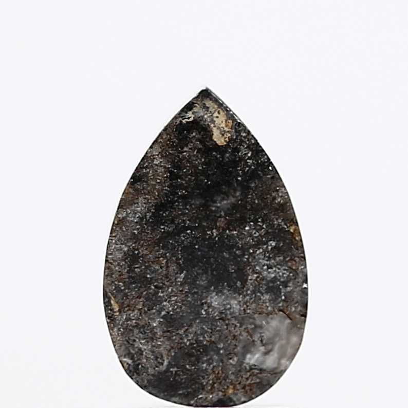 1.56 Carat Natural Black Diamond Pear Rose Diamond