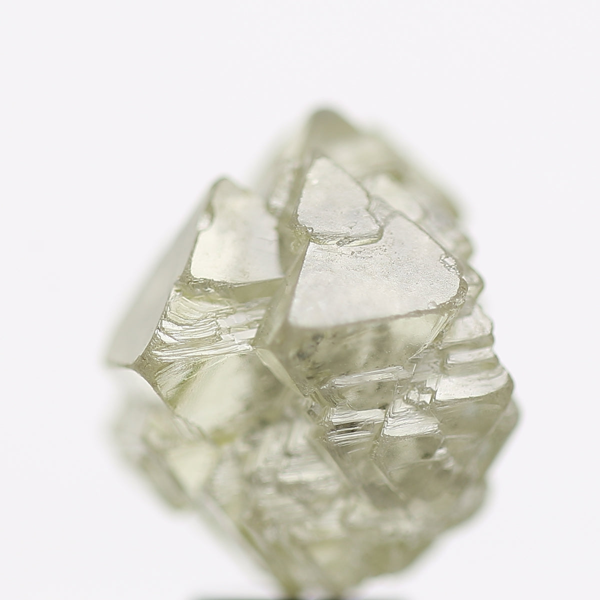 10 Ct Rough Diamond Octahedron Light Green Gray Raw Stone 12.70 MM